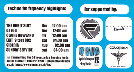 LSR, Leeds Student Radio Flyer, Leeds Uni 1996
