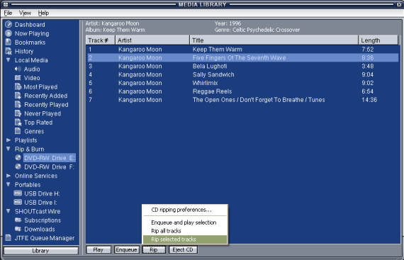 CD Ripping view